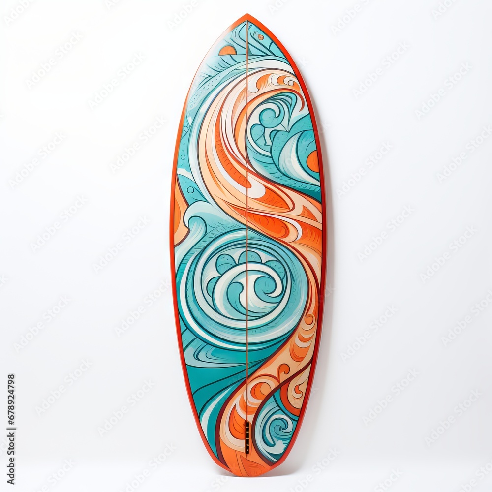 Brightly designed surfboard isolated on white background Brightly designed surfboard isolated on white background