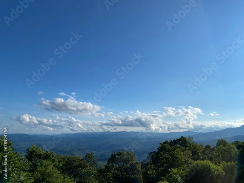 Beautiful shot of a mountainous landscape under the blue sky