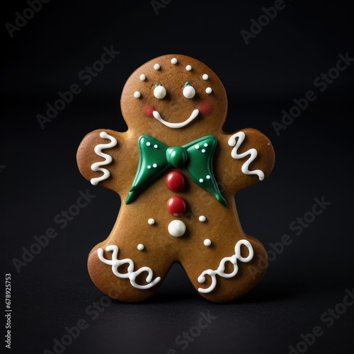 Whimsical Gingerbread Man: A Festive Treat Against a Rich Green Backdrop