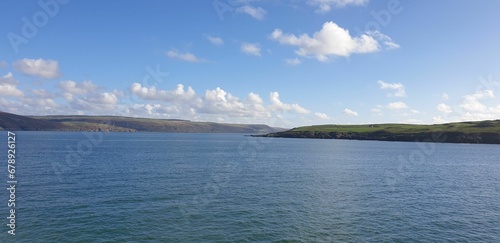 Panoramic shot of the seascape under the clouds in Scotland  United Kingdom