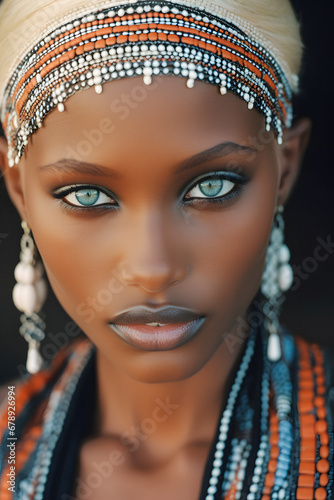 Piercing Gaze: Stunning North African Woman - AI-Generated Portrait