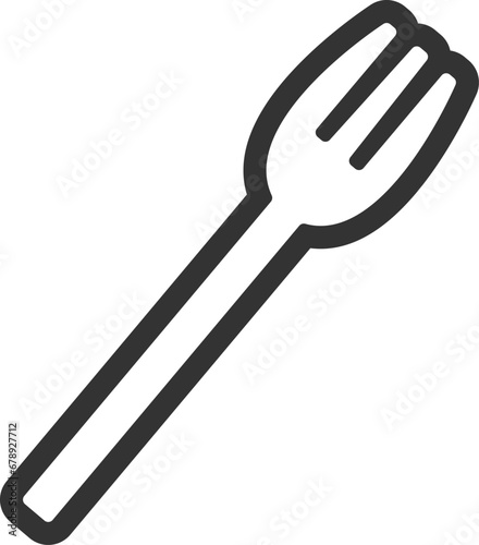 フォークのアイコン（線画）のイラスト
