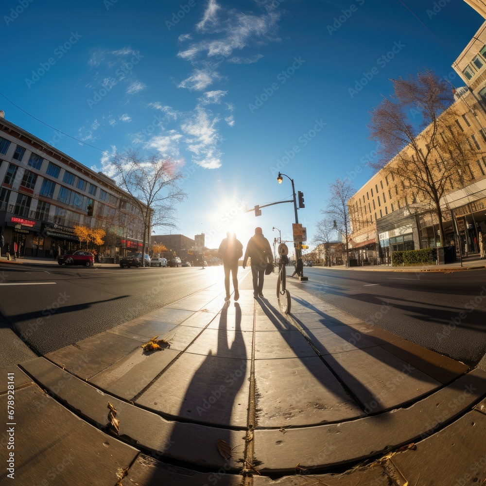 Immersive Cityscape: A Fish-Eye View from the Pedestrian's Perspective