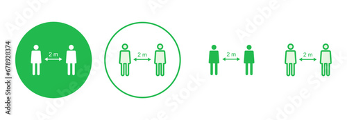 Social distance icon set. social distancing icon. self quarantine sign
