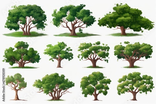 Variety of Majestic Trees in Beautiful Icons Generative AI