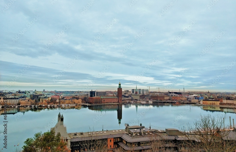 View of a cityscape and the river in Sweden