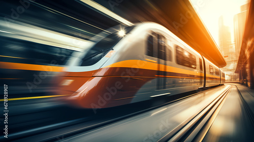 Train Moving In Motion Blur