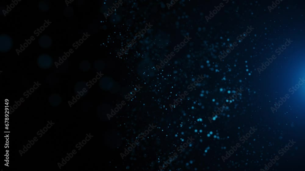 Abstract soft slow motion blue particles and light animation. Seamless loop 4k loop