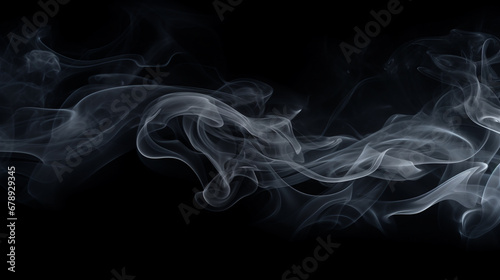 Realistic smoke isolated on black background, AI Generative.