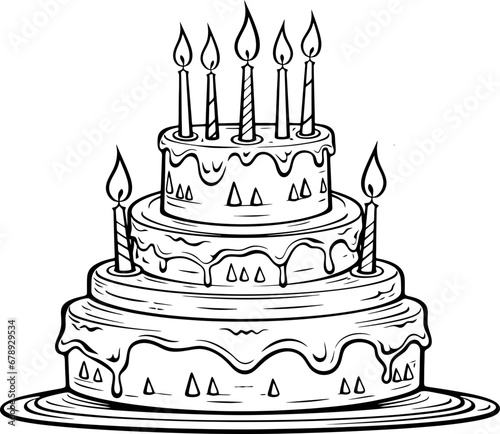 Birthday cake sketch drawing