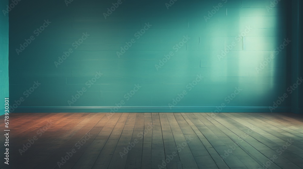 Teal Empty Room created with Generative AI Technology, ai, generative Teal Empty Room created with Generative AI Technology, ai, generative
