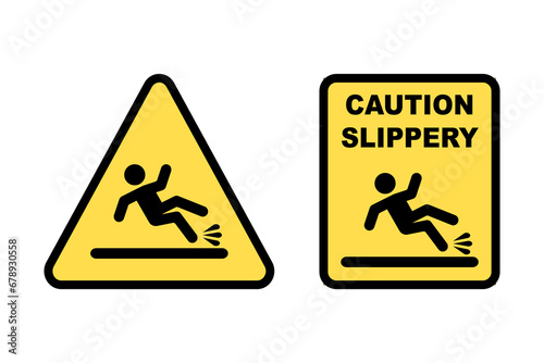 slippery sign vector. caution slippery. slip caution sign and symbol. stock vector