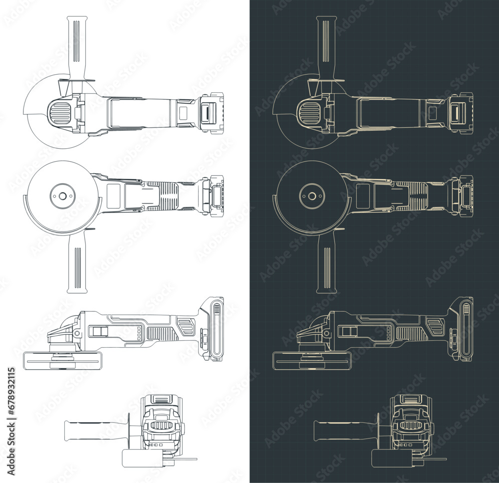 Cordless angle grinder blueprints