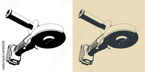 Cordless angle grinder illustrations