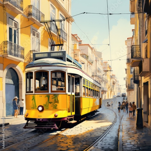 Sun-Kissed Yellow Lisboa Tram: A Bright Journey Through the City's Sunshine