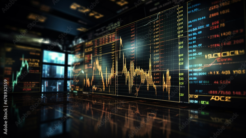 Stock market trading charts concept