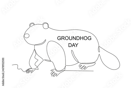 A groundhog came out of his burrow. Groundhog day one-line drawing