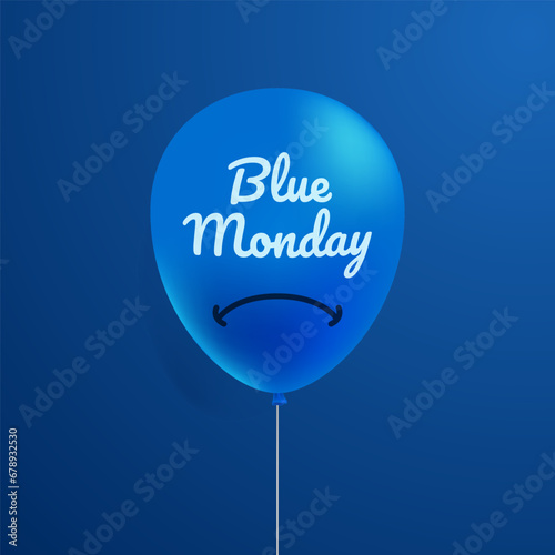 Blue monday design for blue monday celebration. happy blue monday with sad mouth sign. The most depressing day of the year motivation for commit suicide and depression