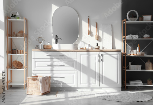 Interior of light bathroom ...