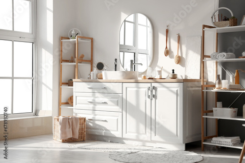 Interior of light bathroom ...