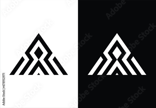 abstract triangle monogram vector logo .black and white background.