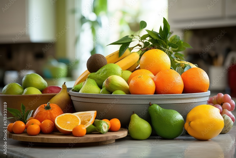 Delicious Winter Fruits: A Vibrant Assortment of Avocado and Tangerine