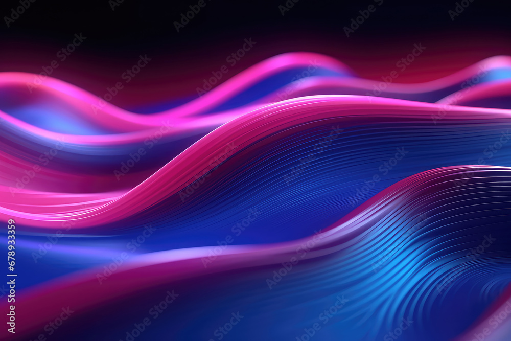 Fototapeta premium Abstract technology futuristic neon circle glowing blue and pink light. Dynamic translucent soft gradient. Generative AI.