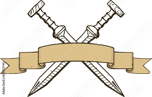 Parchment Banner with Crossed Gladiuses