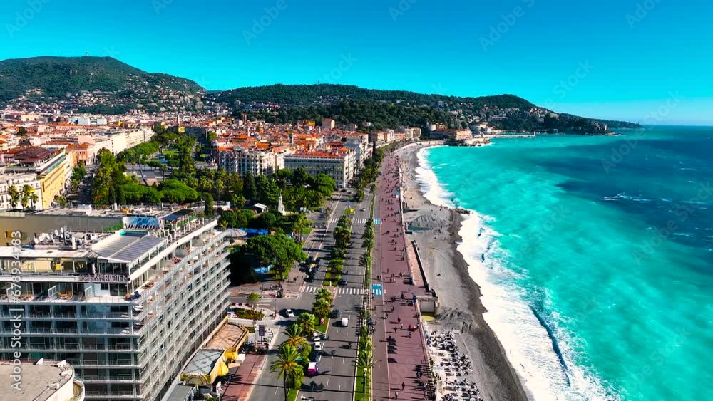 Aerial view of Nice, Nice, the capital of the Alpes-Maritimes department on the French Riviera, France