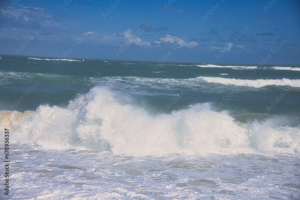 Crashing storm waves at Sebastian Inlet Florida