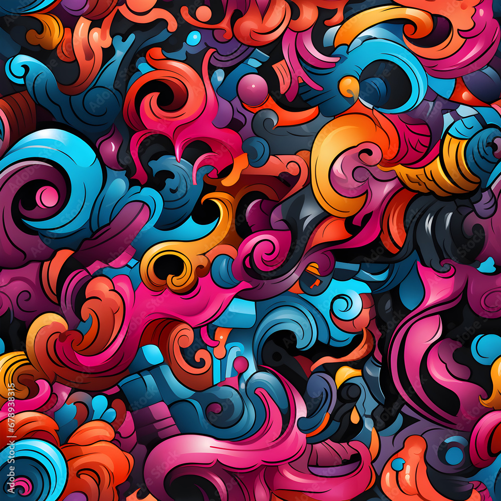 Fototapeta premium Graffiti texture street art seamless pattern