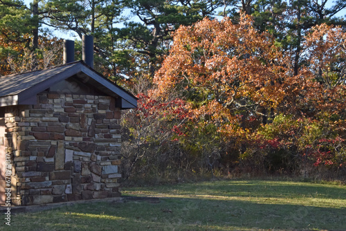 Rock Building with Fall Colors