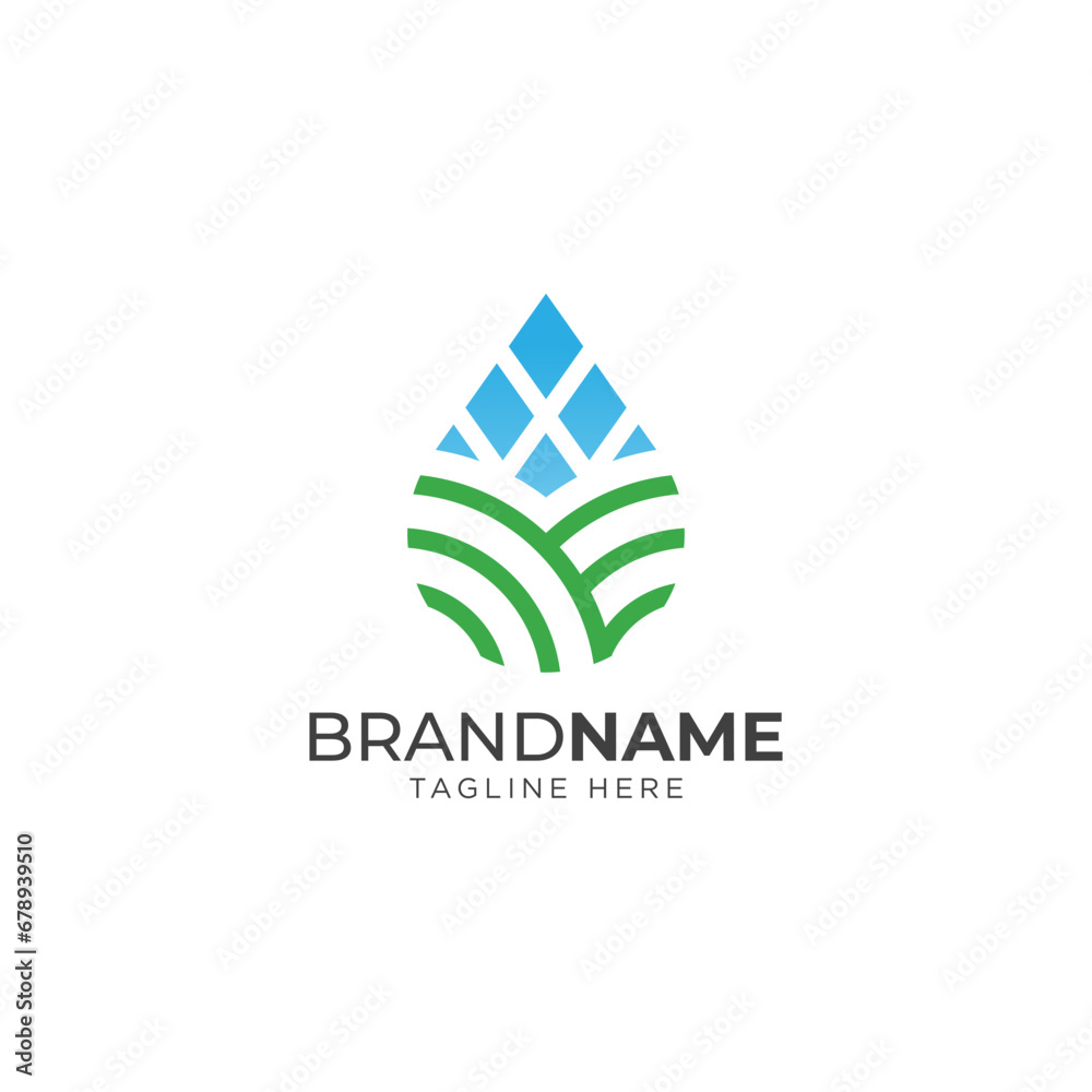 Nature water drop logo design. Nature landscape vector Nature water drop logo design. Nature landscape vector