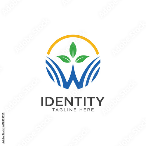 Letter W nature or agriculture logo design vector