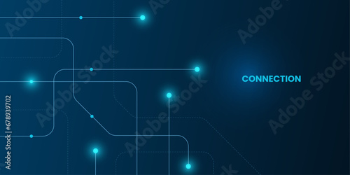 Geometric Circuit connect lines and dots, Network technology and Connection concept. Simple technology graphic background. Vector Illustration.