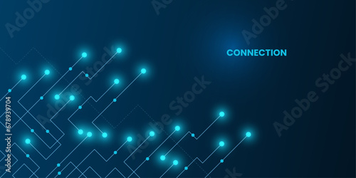 Geometric Circuit connect lines and dots, Network technology and Connection concept. Simple technology graphic background. Vector Illustration.