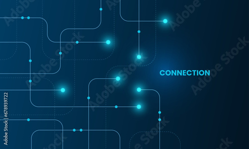Geometric Circuit connect lines and dots, Network technology and Connection concept. Simple technology graphic background. Vector Illustration.