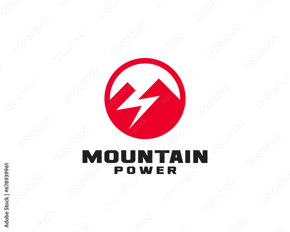 Mountain power logo. Electric mountain logo vector Mountain power logo. Electric mountain logo vector