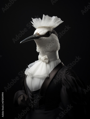 An Anthropomorphic Hummingbird Dressed Up as a French Maid photo