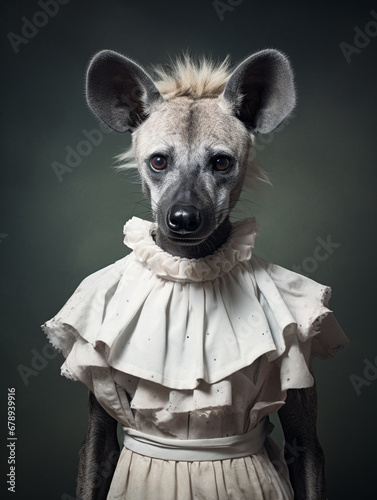 An Anthropomorphic Hyena Dressed Up as a French Maid photo