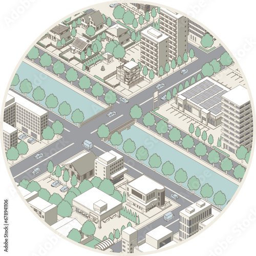 街並みの立体図. 都市の景観. 