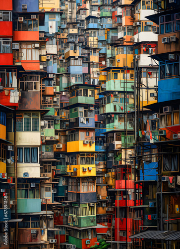 Colorful Urban Complexity. Generative ai. © Uolir