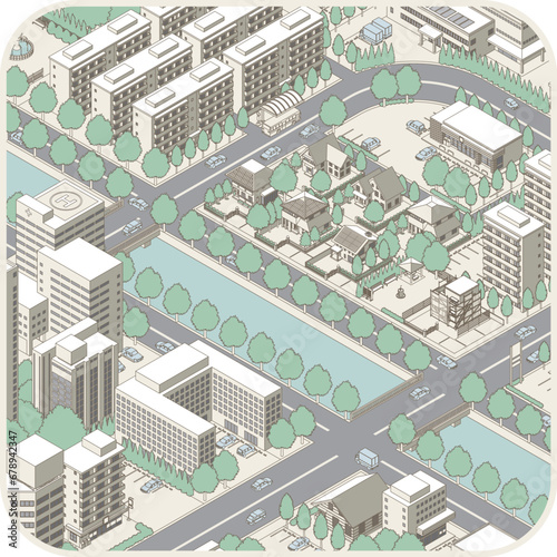 街並みの立体図. 都市の景観. 