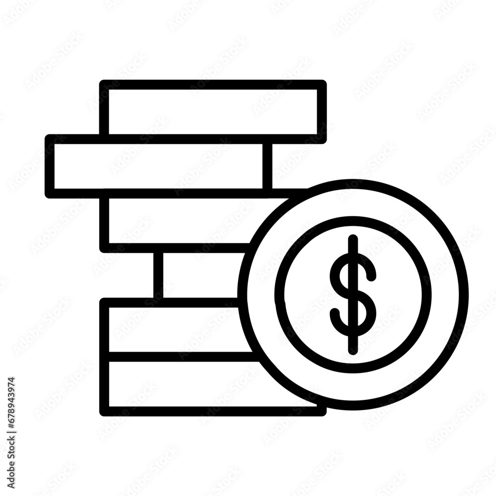 stack of coins icon, money investment symbol sign in line stack of coins icon, money investment symbol sign in line