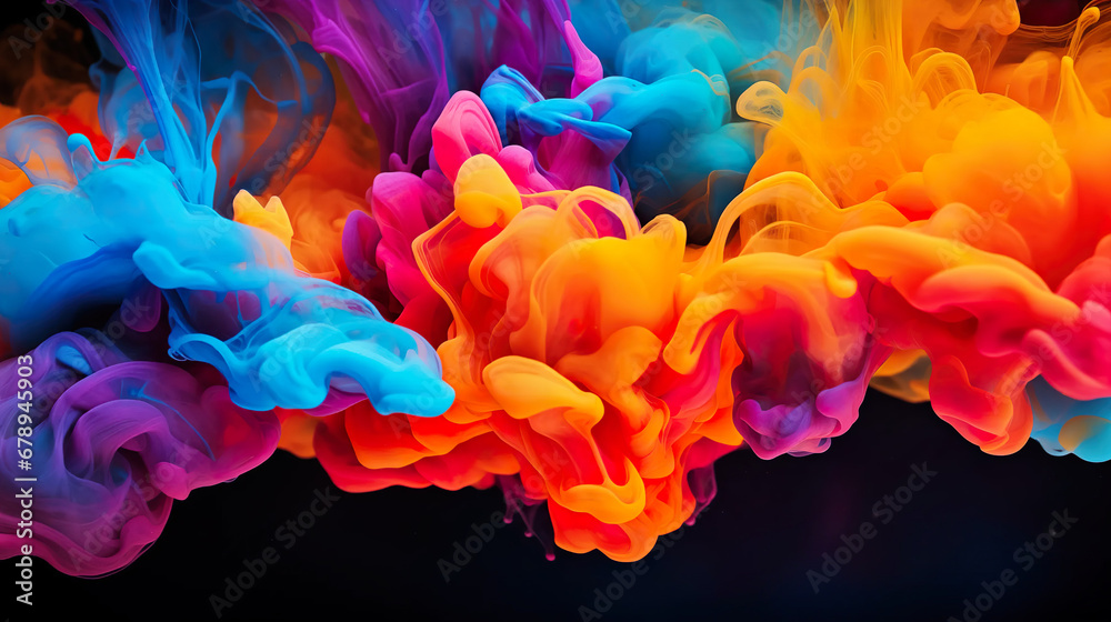 カラフルな煙が渦巻く抽象的な背景