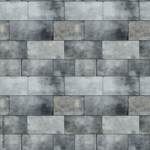 Smooth Texture Concrete Block Wall with Varied Sizes and Shades of Gray