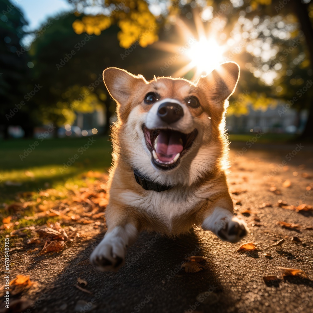 Joyful Canine Frolic: A Happy Dog's Playtime in the Park, canine happiness, boundless energy, and the simple pleasures of outdoor activities for our furry companions. 