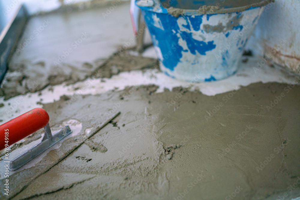 Mechanical man hand plaering cement interior floor building Mechanical man hand plaering cement interior floor building