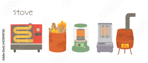 A variety of stoves for warmth in the cold winter.