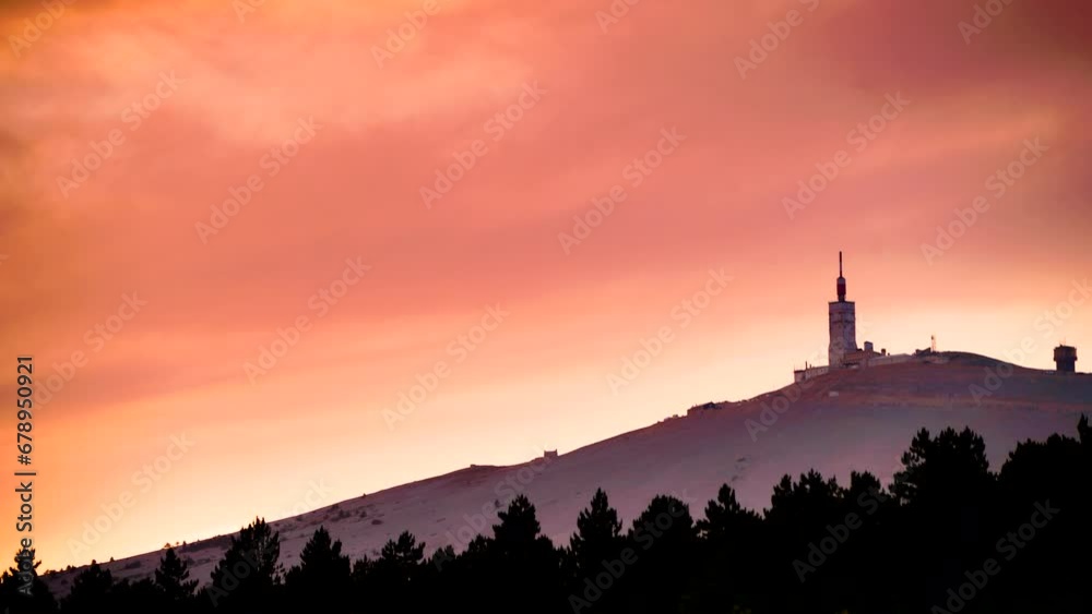 Time lapse. Sunset over summit of Mont Ventoux, mountain in Provence region, France. Time lapse. Sunset over summit of Mont Ventoux, mountain in Provence region, France.